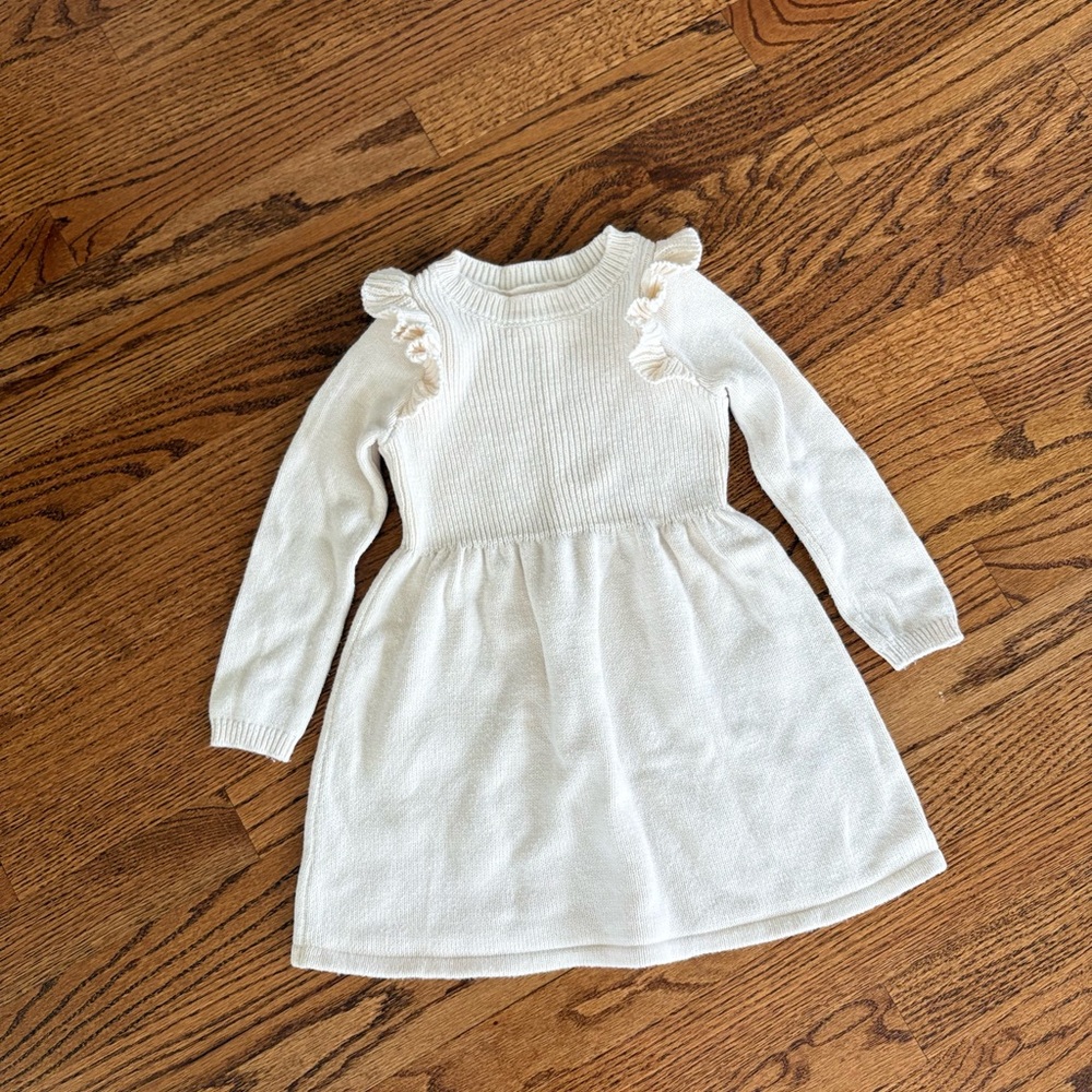 Cat & Jack Cream Kids Dress with Ruffle Details